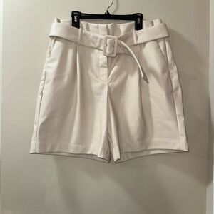 Express High Waist White Textured Shorts